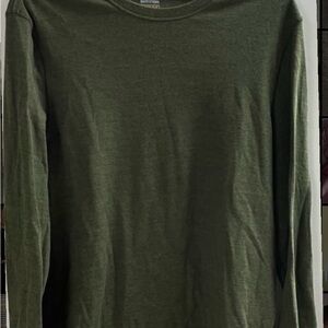 American Eagle Outfitters Long Sleeve Crew Neck Shirt Olive Bunker Green Men XLT